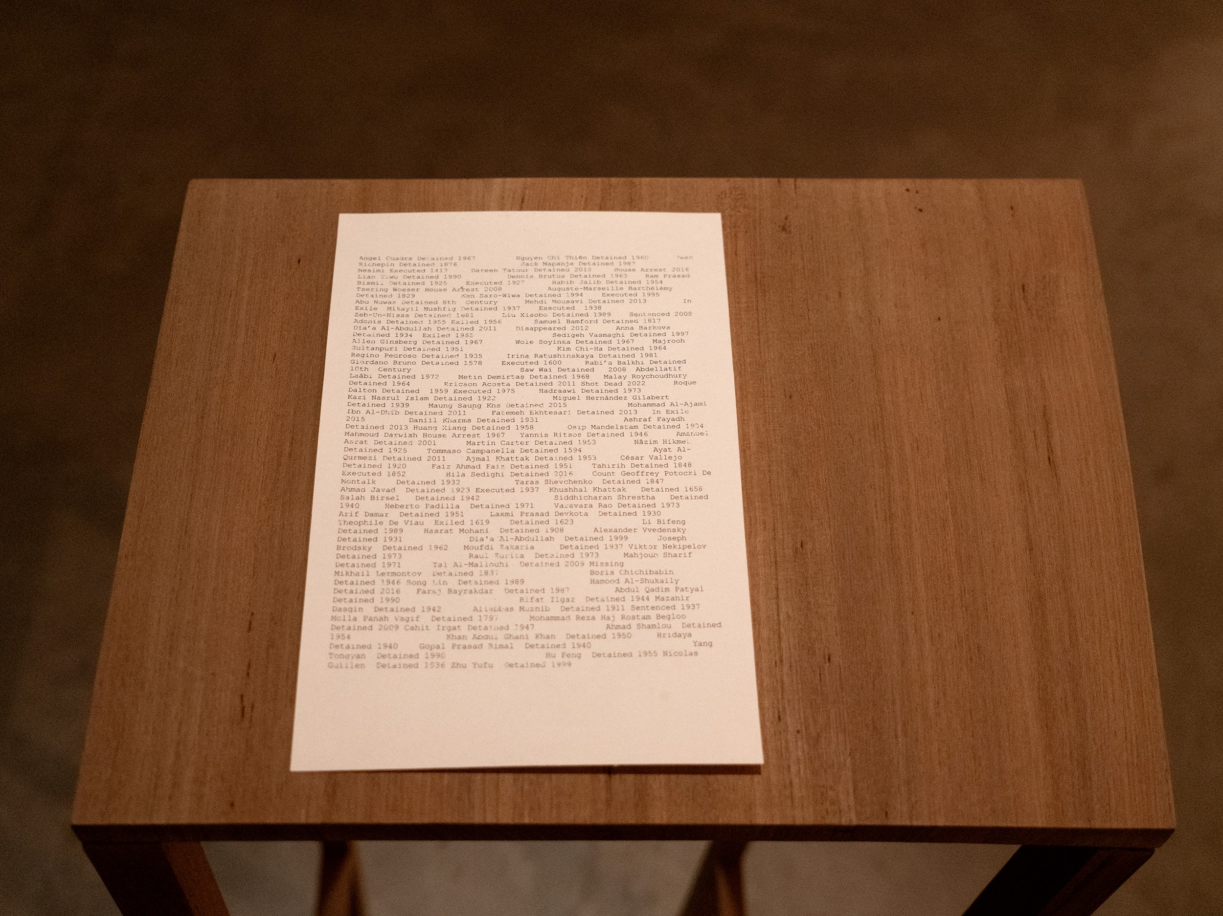 Detail of Shilpa Gupta Untitled work (100 Poets)