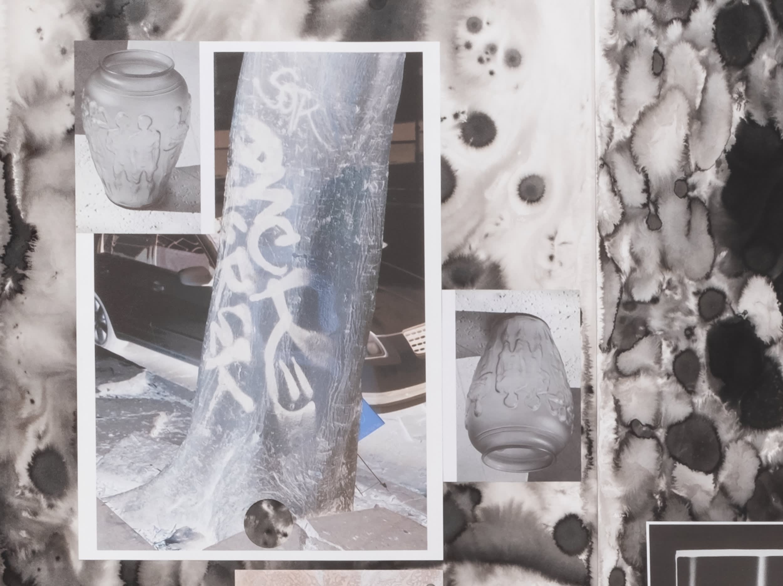 collaged watercolor and drawing