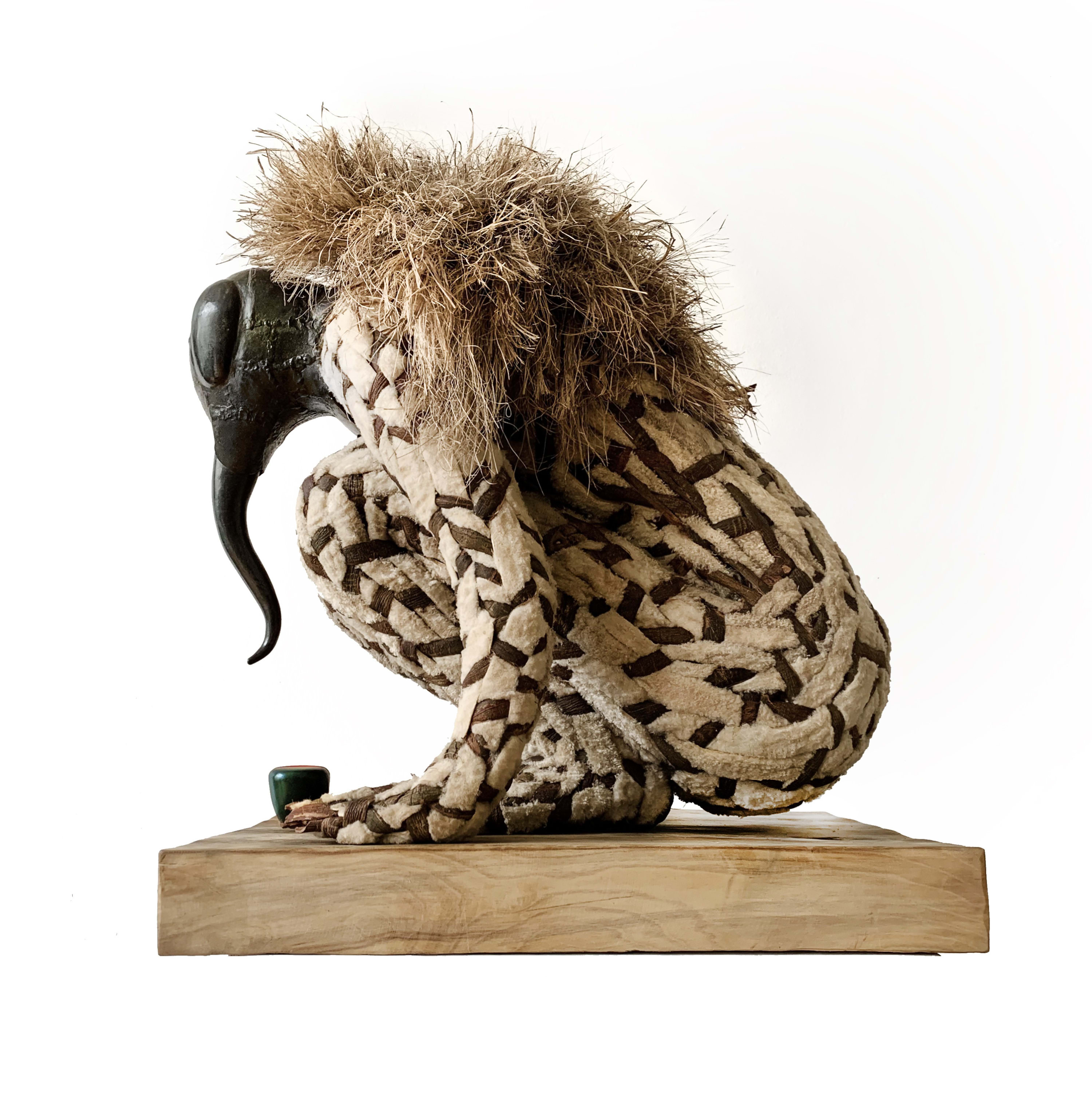 Jacques Dhont The Busy Bee Has No Time For Sorrow, 2021 Wattle bark, wood, sisal, sheepskin, metal and enamel paint...