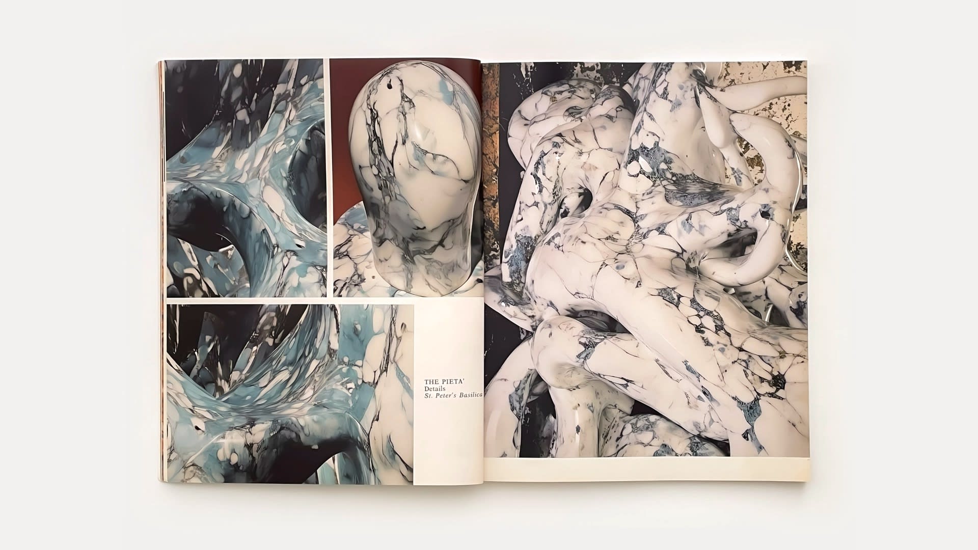Pages from a variation of a Michelangelo Iconoclastia Artist Book (marble objects), 2024