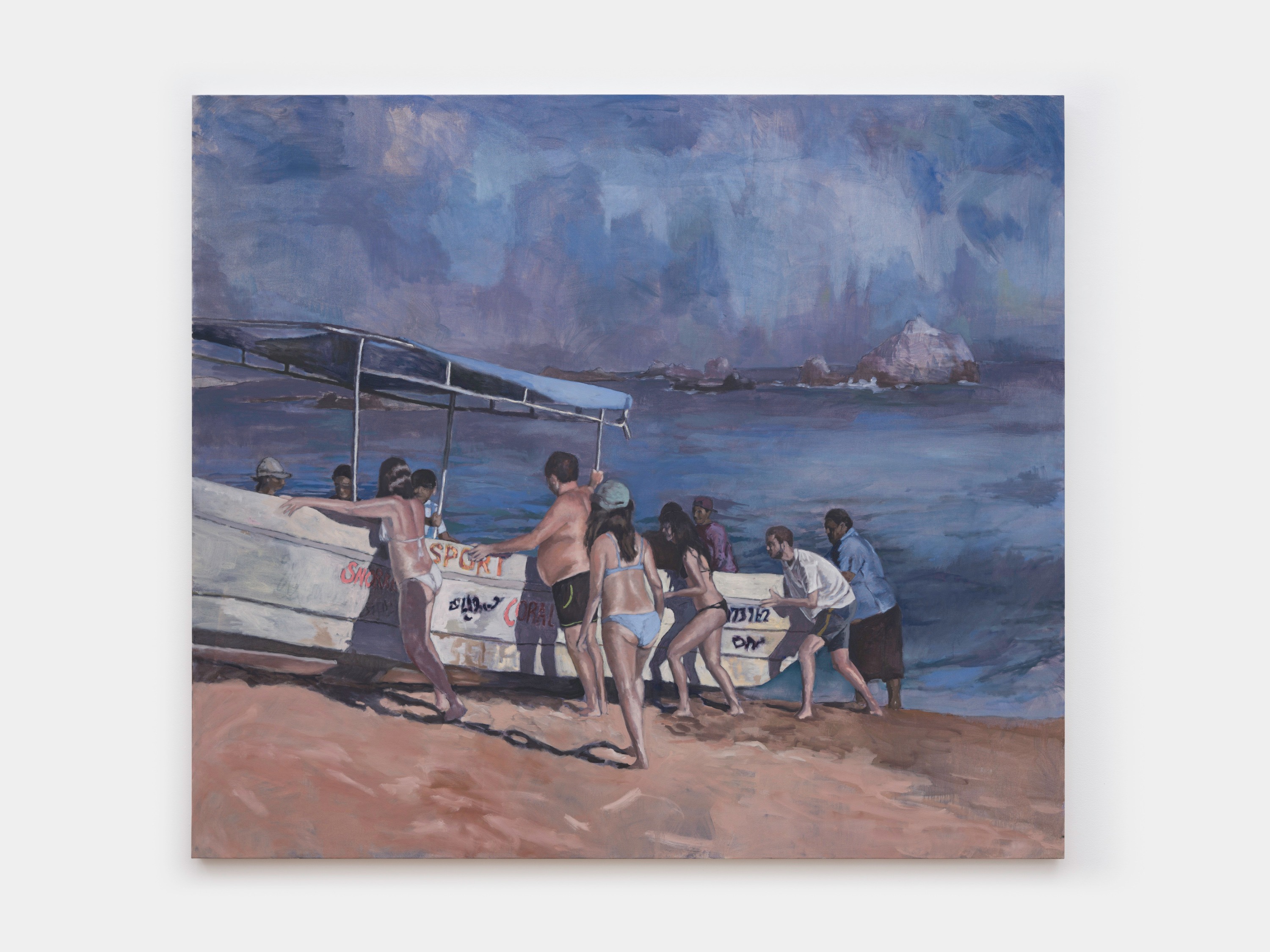 Emil Sands The tourists, 2024 oil on linen 70 x 80 inches 177.8 x 203.2 cm