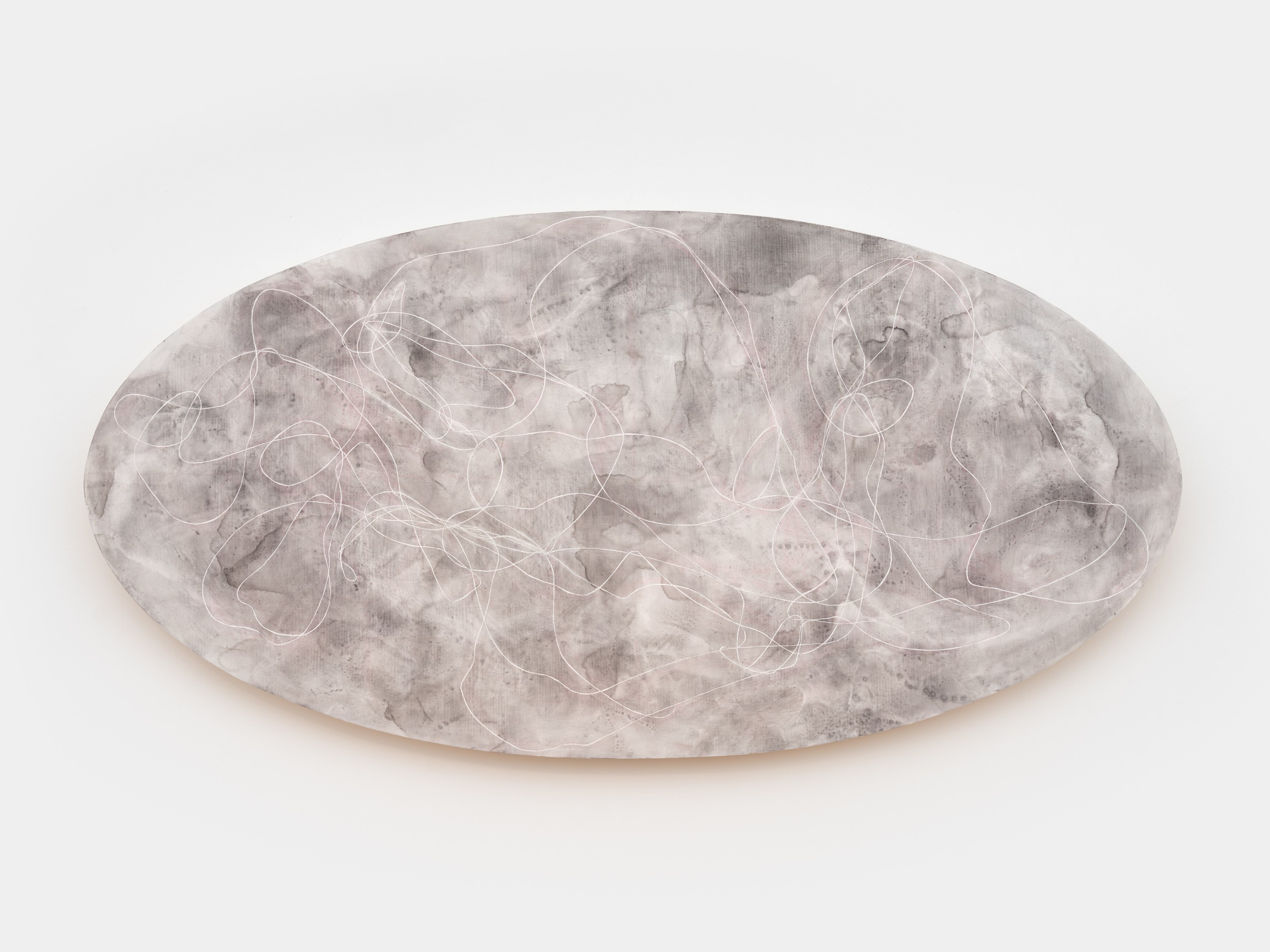 Elliott Puckette Low-Anchored Cloud, 2024 ink, gesso and kaolin on wood panel 30 x 60 inches 76.2 x 152.4 cm