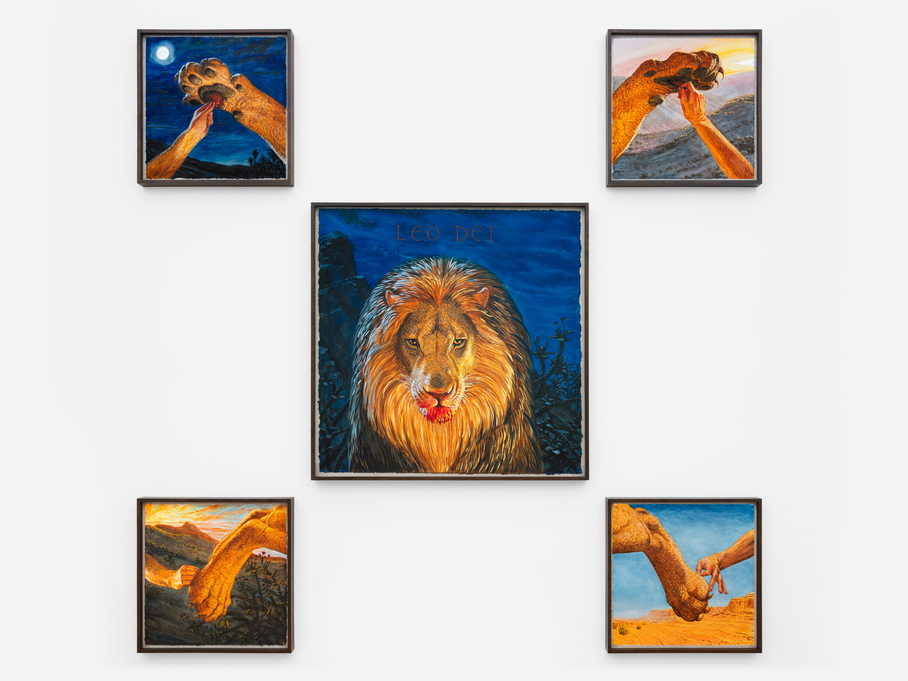 Walton Ford Leo Dei, 2023 watercolor, gouache and ink on paper upper left: 22 3/4 x 22 1/2 inches (57.8...