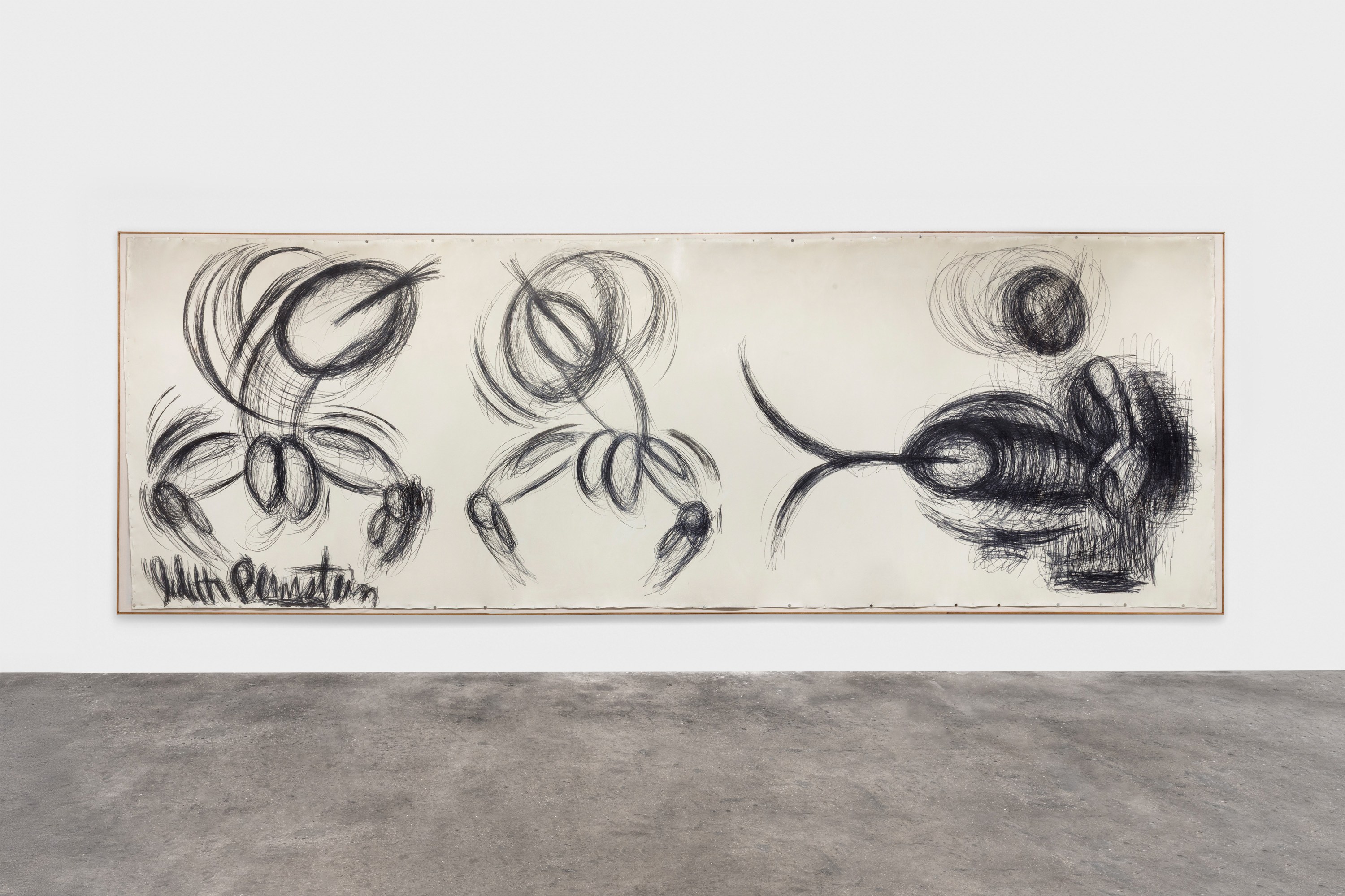 Judith Bernstein The Dance (After Matisse), 1993 graphite and oil on canvas 92 1/2 x 272 inches 235 x 690.9...