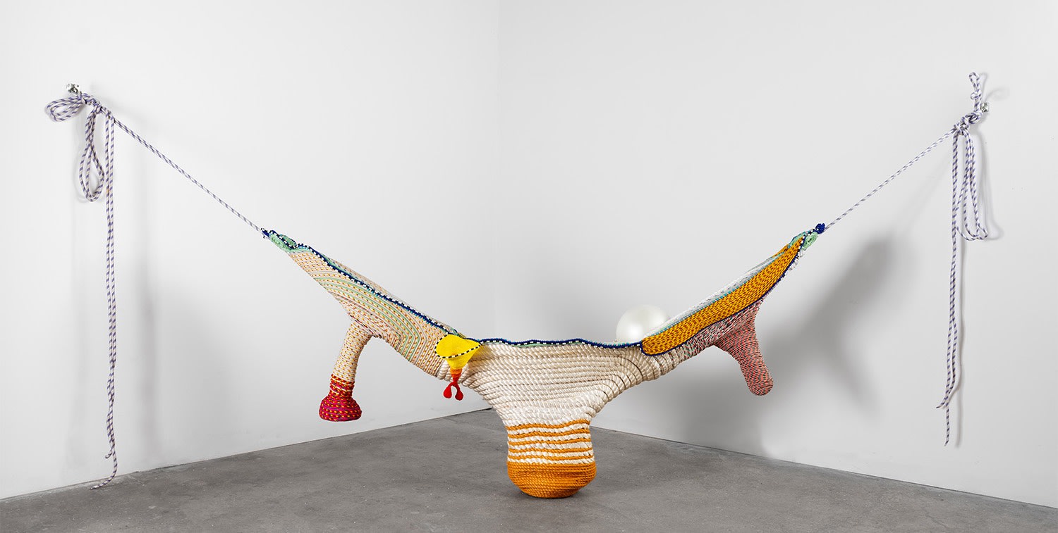 Maria Nepomuceno Untitled, 2015 rope, beads, ceramic, fiberglass and resin 47 1/4 x 128 x 23 5/8 inches 120 x...