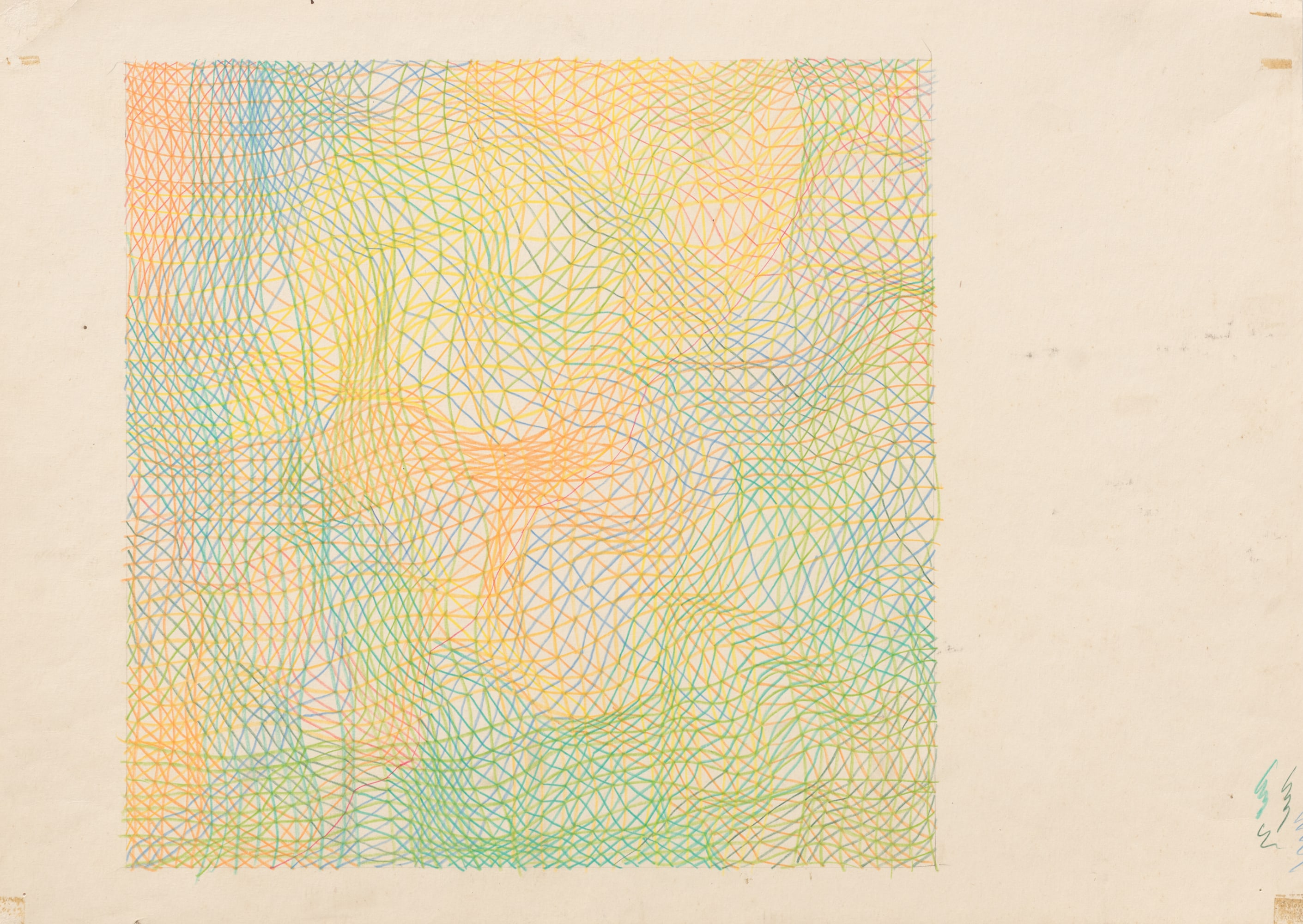 Stefan Bertalan Network, 1973–1974, crayon on paper, 34,7 x 48,9 cm (unframed), 55,3 x 69,5 x 4,2 cm (framed).Photo © Jörg von Bruchhausen