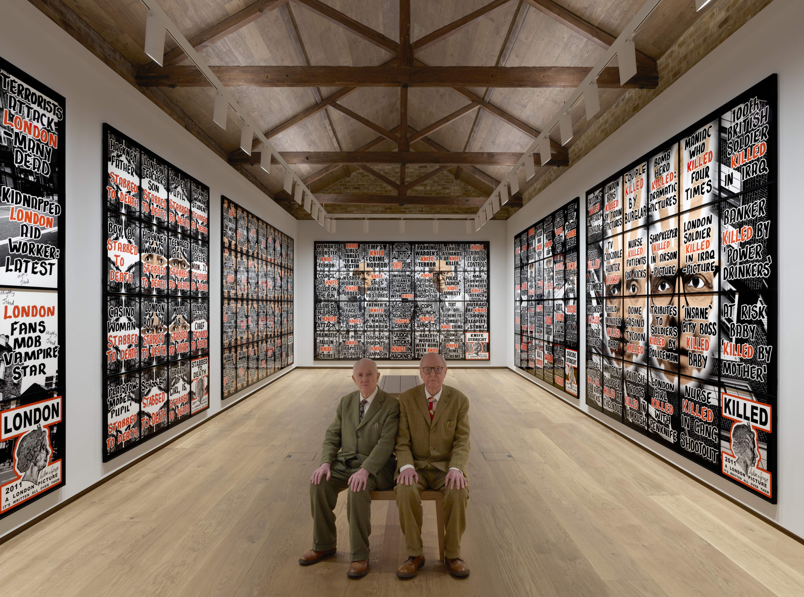 Dazzling Gilbert & George show celebrates London through iconic newspaper posters ‘We live what we see and we see what...