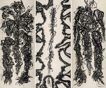 Huang Zhiyang, Zoon-Beijing Bio No. 1001, 2010, Ink on silk, 140 x 360 cm x 3P.