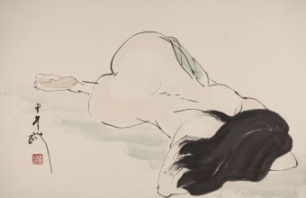 Qian Shaowu, Figure Line Drawing No. 11, 2014, Ink on paper, 58 x 90 cm.