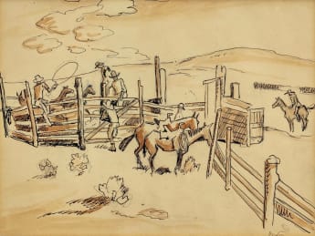 Thomas Hart Benton Cowboys and Horses, c. 1930