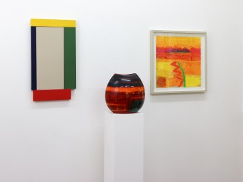 Frame II (after Mangold) with a BarbaraRae vase and print in the Spitalfields studio and Viewing Room