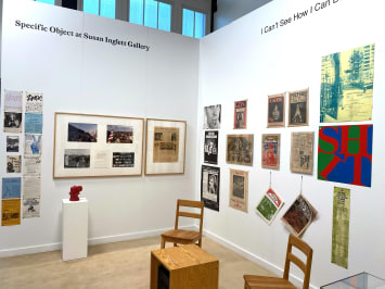 Installation view of many works on paper dating 1969 engaging with the socio-political climate of the time