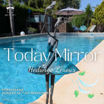 Hedwige Leroux Contemporary Bronze Sculpture Woman Sculpture Art Exhibition Today Mirror at Art Yi Gallery in Brussel