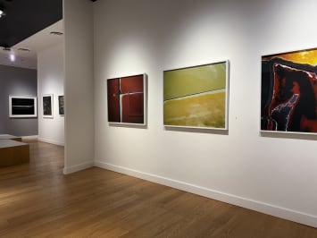 A row of photographs on a wall