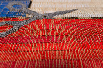 Detail of the piece Ex Post, 2020, Hand embroidery with cotton thread on jute.