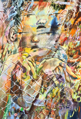 Alya Hatta Her foot was over the line 2022 Oil on Canvas 90 x 60 cm