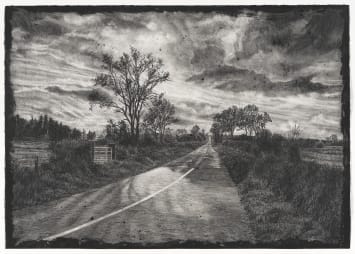 The Long Road, charcoal & wash on paper, 50 x 70 cm