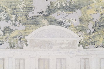 Daniel Senise Sem Título (Bourse de Commerce - Pinault Collection) 2024 monotipia de parede em tecido e medium acrílico 100 x 280 cm