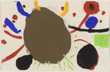 Roger Hilton  Untitled, 1973  Mixed media on paper  27 x 42 cm  Signed lower centre; initialled and dated right centre