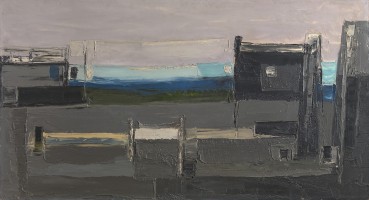 Paul Feiler  Evening Harbour, Low Tide, 1953  Oil on board  50 x 92 cm  Signed and dated lower right; titled verso