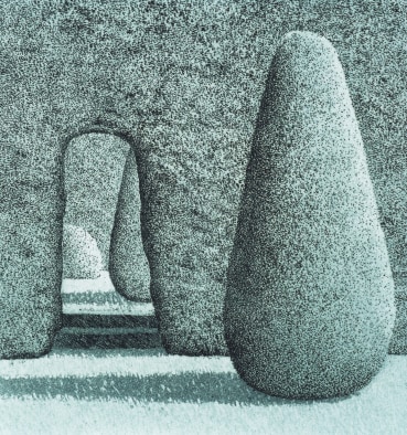 Norman Stevens ARA  Garden, 1984  Etching, stipple etching and aquatint  10.2 x 9.6 cm  From the edition of 50 impressions plus APs  Signed, dated, titled and numbered