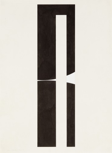 John Carter RA  Meeting Point II, 1977  Chinese ink and gouache on paper  65 x 48 cm  Signed and dated lower left