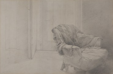 David Tindle RA  Drawing for Portrait of a Chair, 1979  Pencil on paper  34.3 x 51.4 cm  Signed lower left