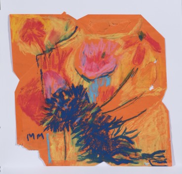 Margaret Mellis  Ian's Dried Peony and Hyacinth II, Undated  Pastel and chalk on envelope  23 x 23 cm