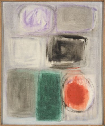 Margaret Mellis  Painting with Green and Red, 1963  Oil on board  76 x 63 cm