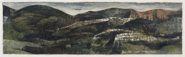 Alexander Mackenzie  Rock Form, North Cliffs, Cornwall, c. 1954  Oil on canvas laid on board  12 x 39 cm  Signed, titled and inscribed verso