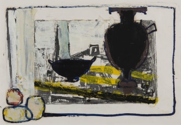 Paul Feiler  Still Life, 1958  Oil over lithograph  21 x 31 cm  Signed and dated lower centre