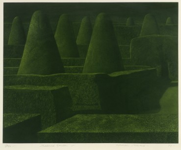 Norman Stevens ARA  Shadowed Garden, 1977  Mezzotint and aquatint  43.7 x 54.5 cm  From the edition of 150 plus 15 APs  Signed, dated, titled and numbered