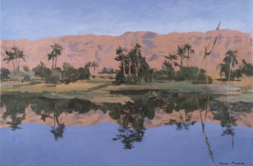 Patrick Procktor RA  The Nile near Edfu, 1985  Oil on canvas  50 x 76 cm