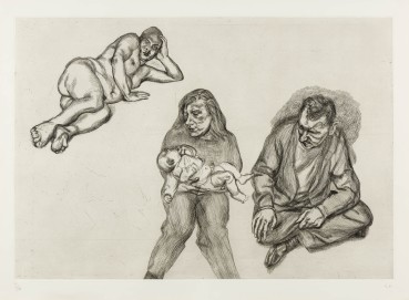 Lucian Freud  Four Figures, 1991  Etching  59.5 x 79.5 cm  From the edition of 30  Initialled and numbered