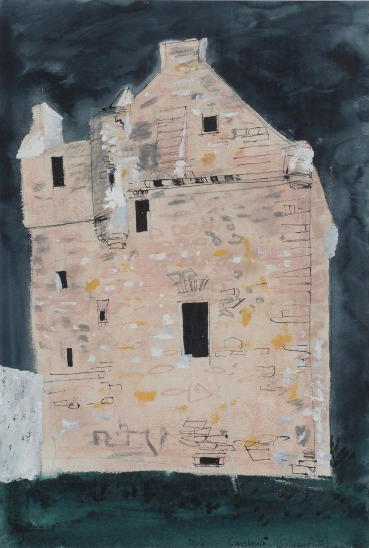 John Piper  Carsluith Castle, Solway Firth, 1975-76  Ink, wash and watercolour on paper  56.5 x 38 cm