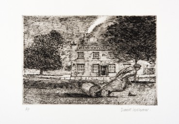 David Inshaw  Rolling the Pitch, 2010  Etching on perspex  13 x 19 cm  AP  Signed