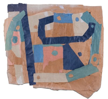Francis Davison  D 10 (Two blues, Green, Pink and Terracotta), c.1970-71  Collage  110 x 116 cm