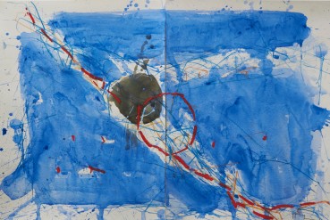 Ffiona Lewis  Puddle, 2019  Mixed media on paper, diptych  40.5 x 61 cm