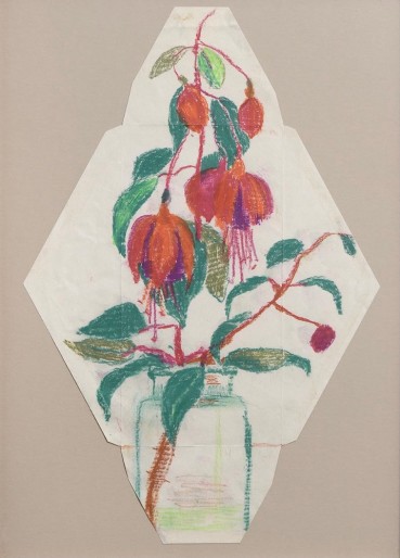 Margaret Mellis  Fuchsias, 1975  Pastel and crayon on envelope  42 x 31cm