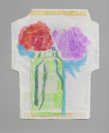 Margaret Mellis  Two Roses, 1987-88  Pastel and crayon on envelope  31 x 25cm