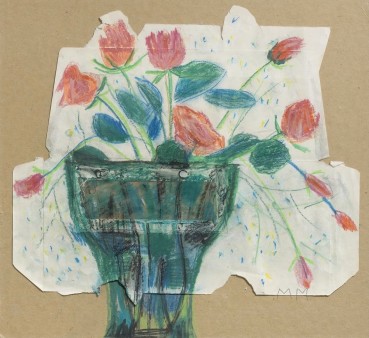 Margaret Mellis  Matilda's Rosebuds, 1988  Pastel and crayon on envelope and card  28 x 31cm
