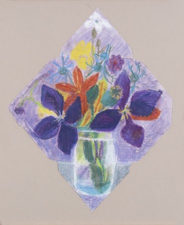 Margaret Mellis  Clematis and Lily, c. 1990  Chalk on envelope  40.6 x 35.6cm