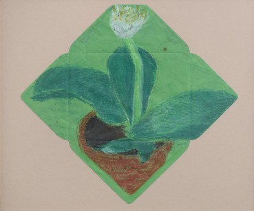 Margaret Mellis  Green in Green, 1995  Crayon on envelope  34 x 41cm