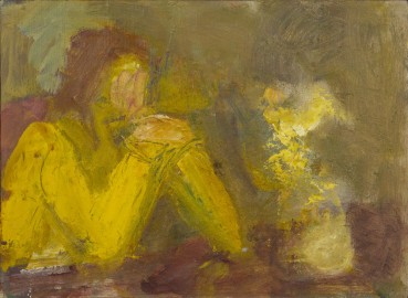 Susannah Fiennes  Yellow Sleeves, 2016  Oil on board  20 x 25cm