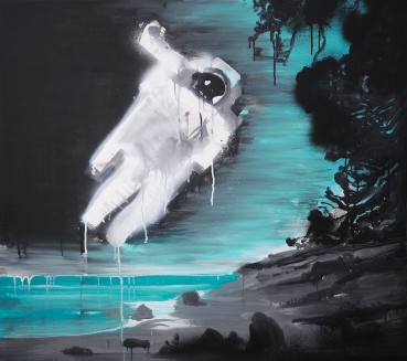 Paul Emsley  Eden (I), 2021  Acrylic and spray paint on canvas  78 x 80cm