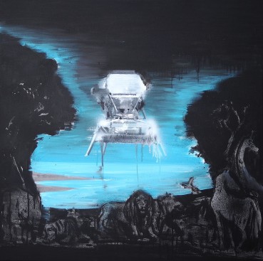Paul Emsley  Eden (2), 2021  Acrylic and spray paint on canvas  78 x 80cm