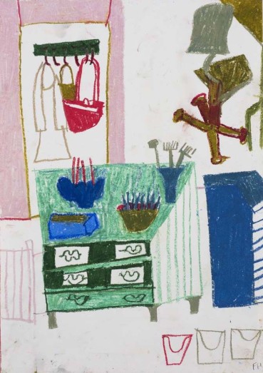 Florence Hutchings  The Studio I, 2021  Mixed media on paper  41.8 x 29.5 cm