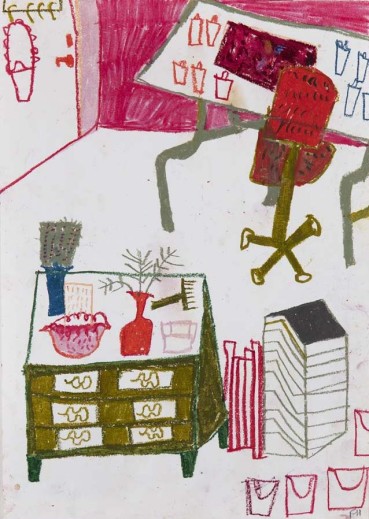 Florence Hutchings  The Studio II, 2021  Mixed media on paper  41.8 x 29.5 cm