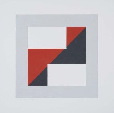 John Carter RA  Halved Areas of a Square I, 1990  Acrylic and card on paper  47 x 47cm