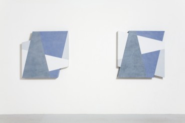 John Carter RA  Superimposed Elements in a Square I & II, 1990  Acrylic with marble powder on plywood  Each part: 100 x 100 x 15cm